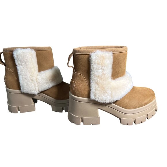 UGG Brown and Cream Fur Ankle Booties - Picture 4 of 10